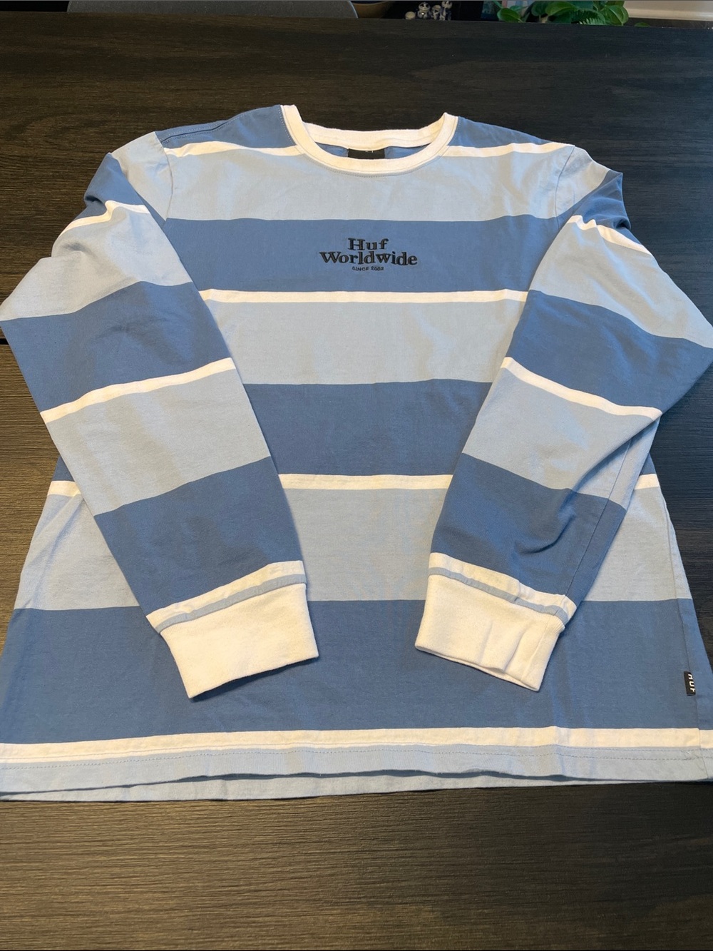 Men’s HUF Blue and White Striped Long Sleeve Tee